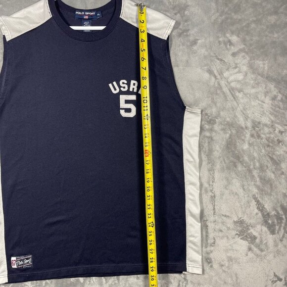 Polo Sport Ralph Lauren Sleeveless Navy White USRL 5 Shirt Mens XL Athletic Tank - Picture 6 of 7